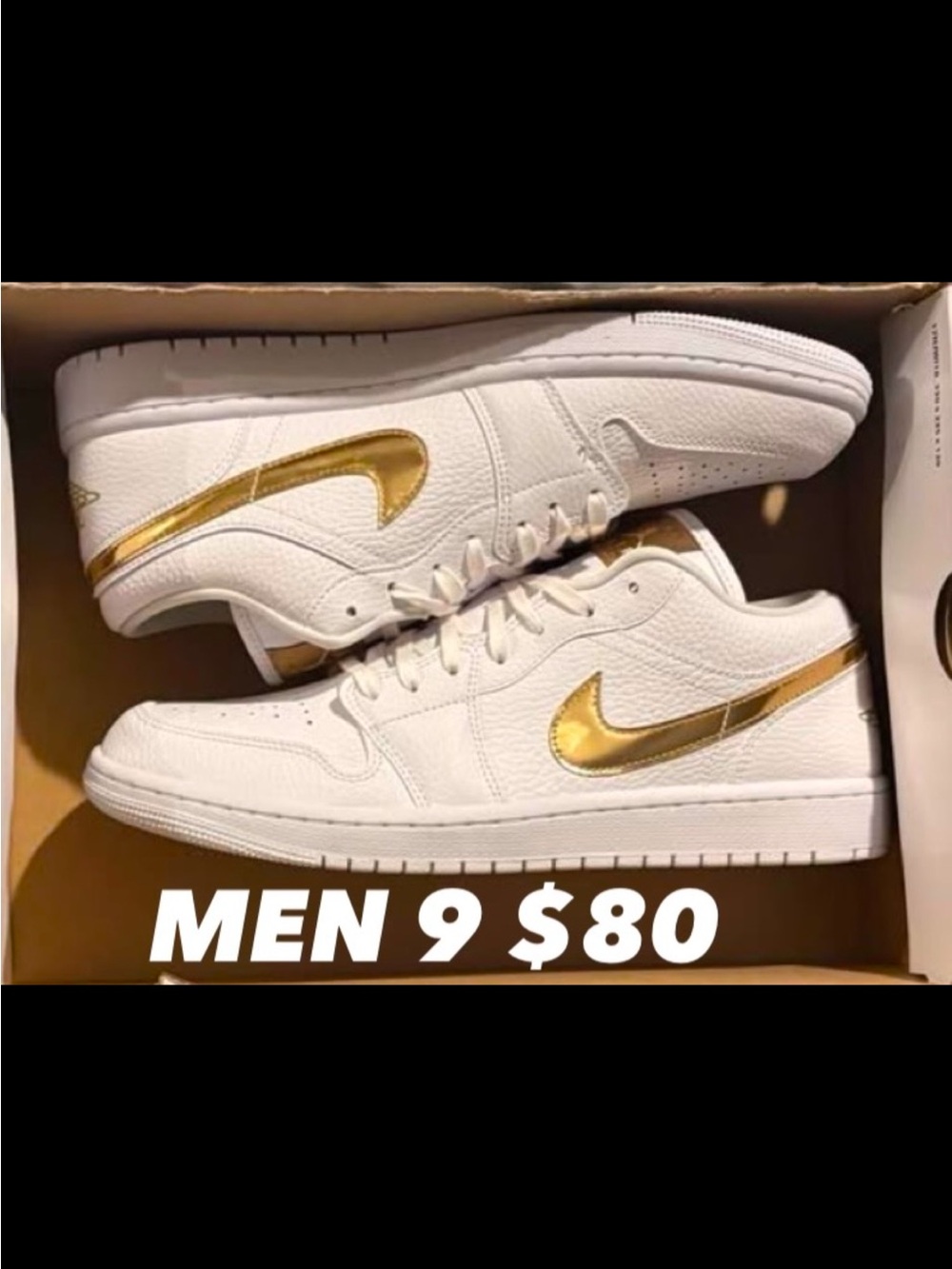 Jordan Men’s White Sneakers with Gold Swoosh